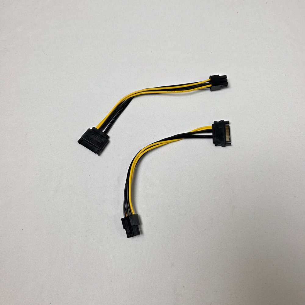 SATA 15-Pin to 6-Pin PCI Express‎ GPU Power Adapter Cable 2-Pack 6" 16 AWG
